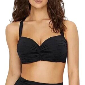 NWT Bleu Rod Beattie Kore Shirred Bandeau Bikini Top in Black
